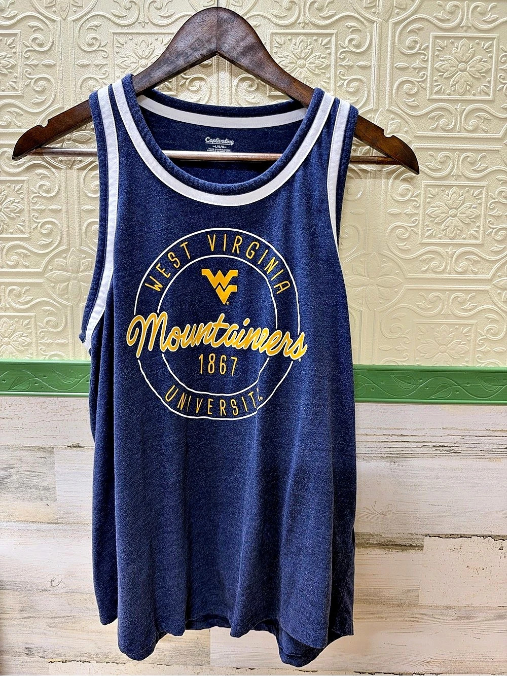 Captivating West Virginia Mountaineers Tank Top Blue Large